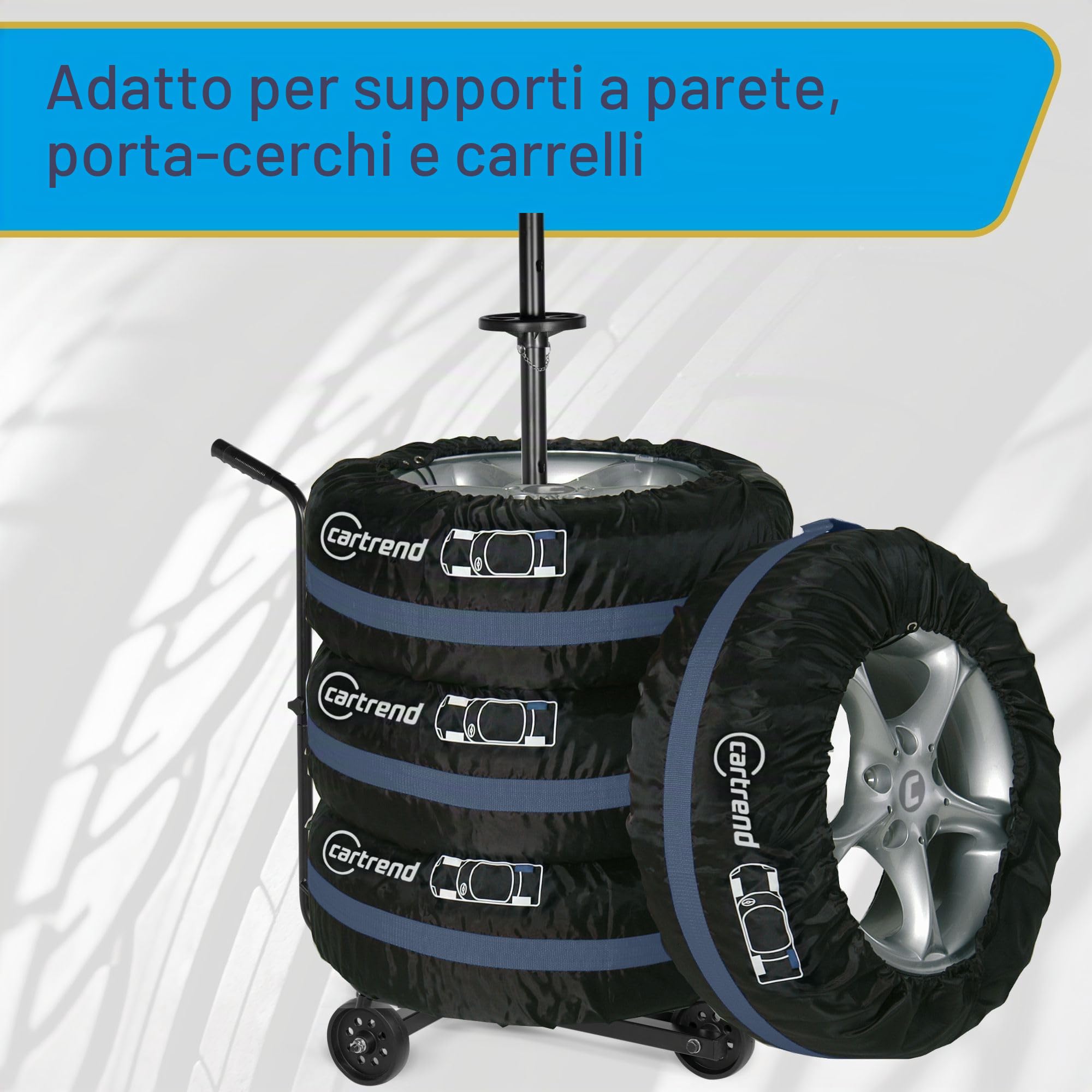 Unitec 75555 - Set borse porta gomme con tracolla, Per pneumatici auto da 33 cm (13") a 46 cm (17"), 4 pezzi