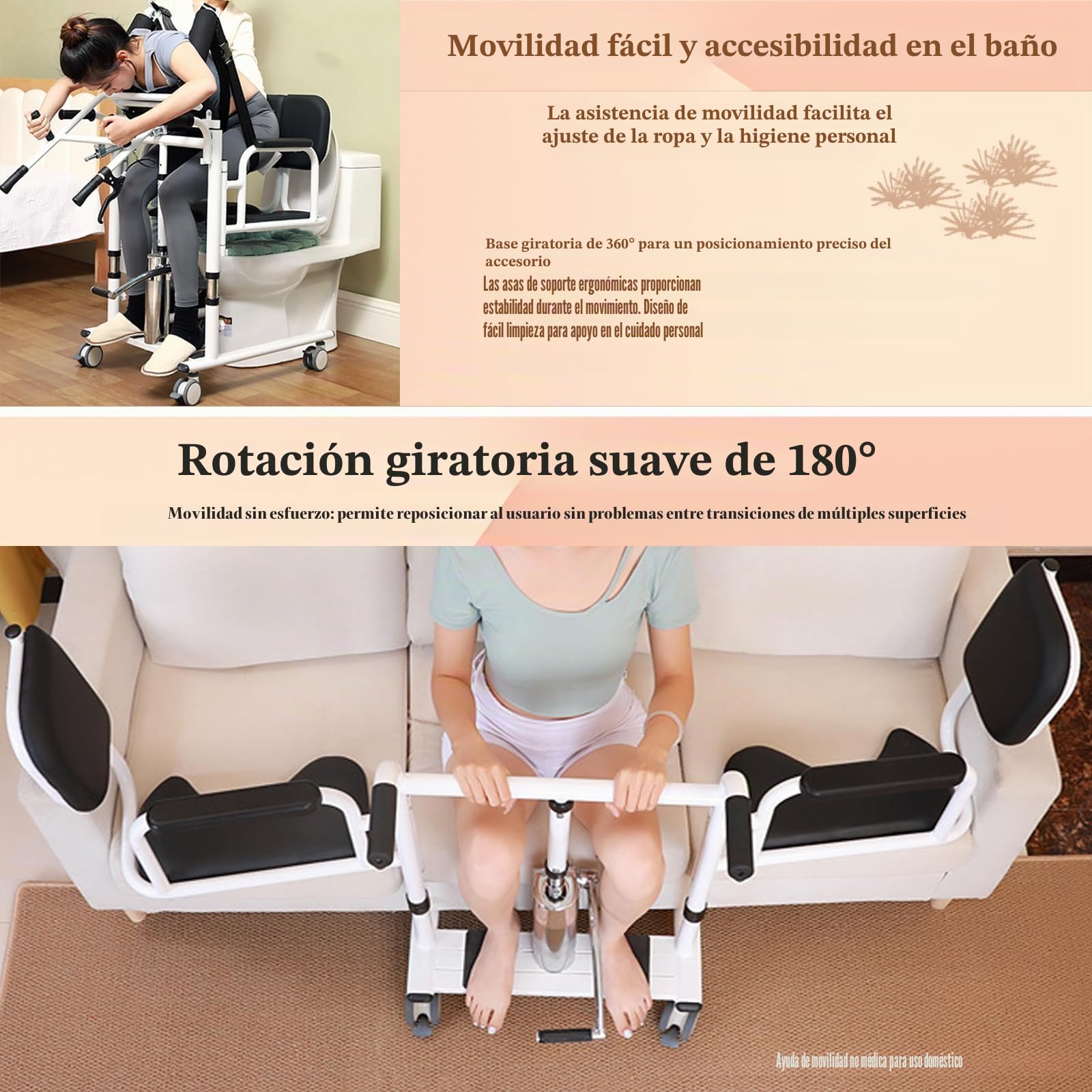 Elevador de Pacientes de Sentado a De Pie para Ancianos y Hogar, Silla de Ruedas Commode para Ducha 4 en 1 Móvil, Capacidad 200 kg Altura Ajustable 40-66 cm con Bacinilla Extraíble blue
