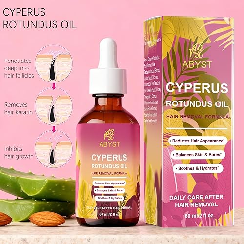 Miniatura 7 de Cyperus Rotundus - Aceite para la reducción natural del cabello, 2.0 fl oz de aceite inhibidor del cabello con jojoba y rosa mosqueta, aceite