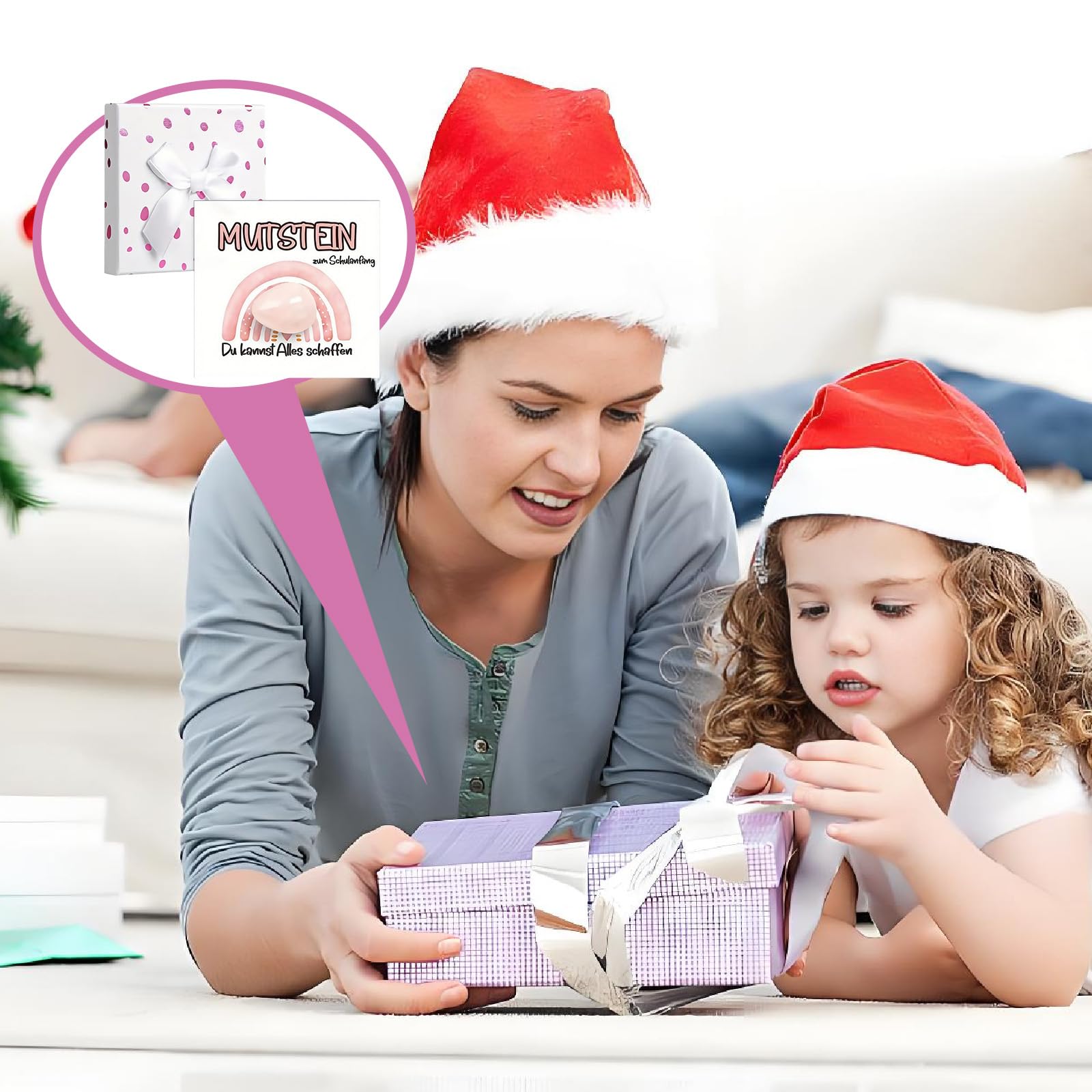 Mutstein Portafortuna Bambini Inizio Scuola 2025 Ragazza Regalo Scatola Rosa Con Biglietto
