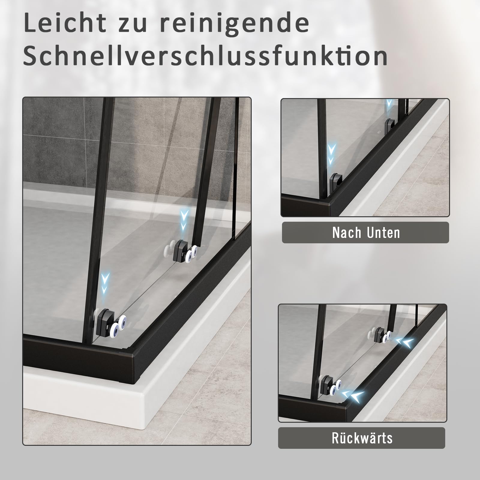 Baode Duschkabine Eckeinstieg 80x80 cm, Doppel Schiebetür Duschabtrennung 6mm ESG Glas, Höhe 185cm Duschtür(Schwarz)