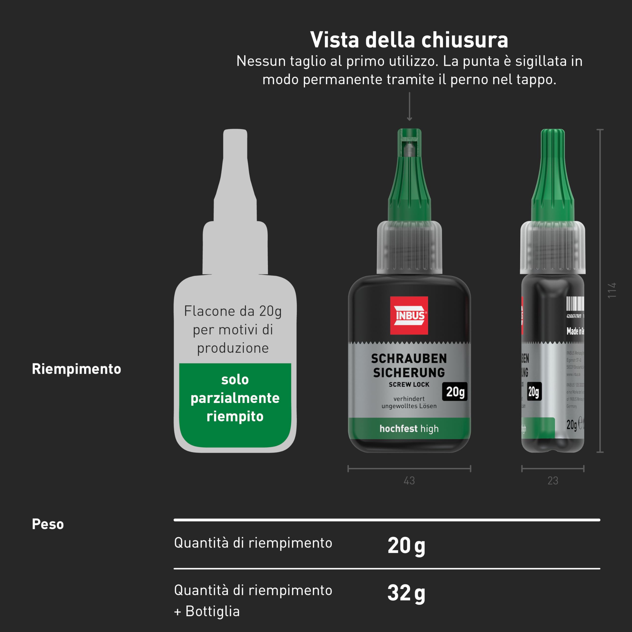 INBUS 79680 Frenafiletti alta resistenza 20g Made in Germany