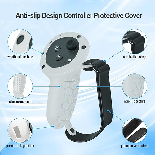 Miniatura 3 de Funda de agarre para controlador de realidad virtual mejorada compatible con accesorios OculusMeta Quest 3, con cubierta de apertura de batería y