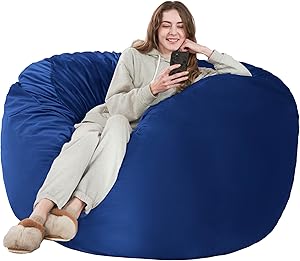 HABUTWAY Bean Bag Chair: Giant 6' Memory Foam Furniture Bean Bag Chair with Microfiber Cover - 6Ft,Blue