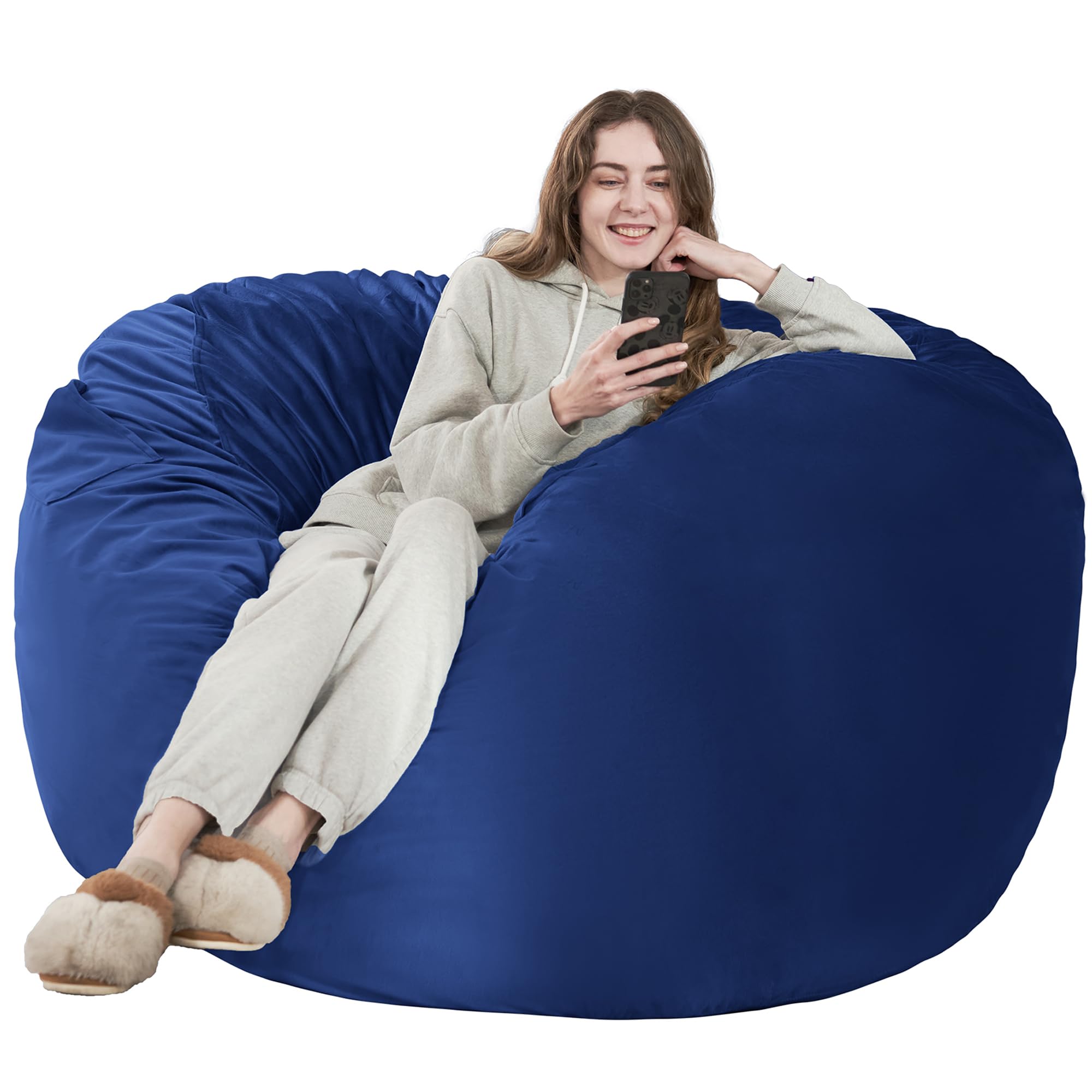 Bean Bag Chair: Giant 6' Memory Foam Furniture Bean Bag Chair with Microfiber Cover - 6Ft,Blue