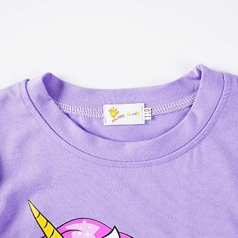 CM-Kid Little Girls Pajamas Long Sleeve Unicorn Pajama 100% Cotton Toddler Kids 2 Pcs Pjs Sets Cute Sleepwear Shirts 2-7T