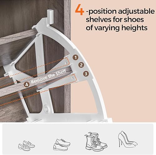 Miniatura 5 de Armario de almacenamiento de zapatos de granja de 32 pulgadas de ancho con 2 cajones abatibles y diseño de puerta de granero, estantes ajustables,