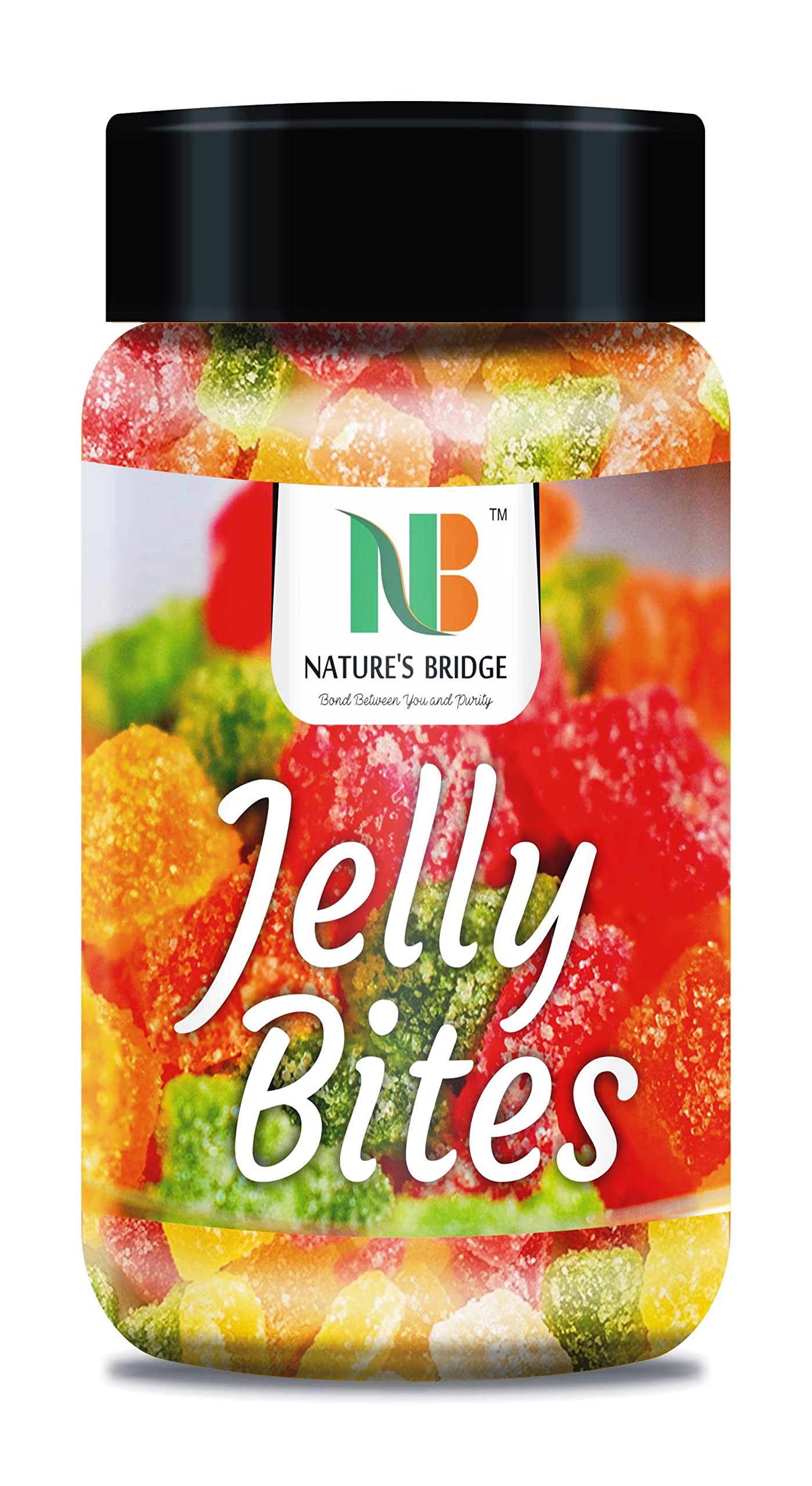 Nature's Bridge Jelly Bites Jar / Jelly Beans / Sugar Coated Jelly Ball / Multi Colour Jelly Munchies - Jar Pack - (250 Gm)
