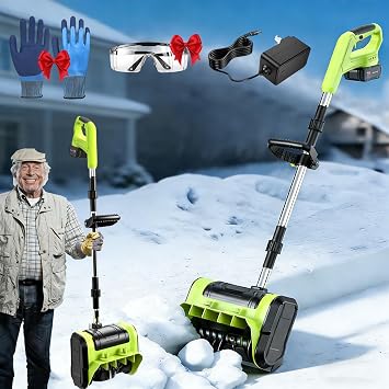 Brushless Electric Cordless Snow Shovel Compatible with 40V Battery and Charger, 10 Cordless Snow Blower Electric Snow Thrower, Adjustable Direction, Fast Snow Removal on Deck, Patio