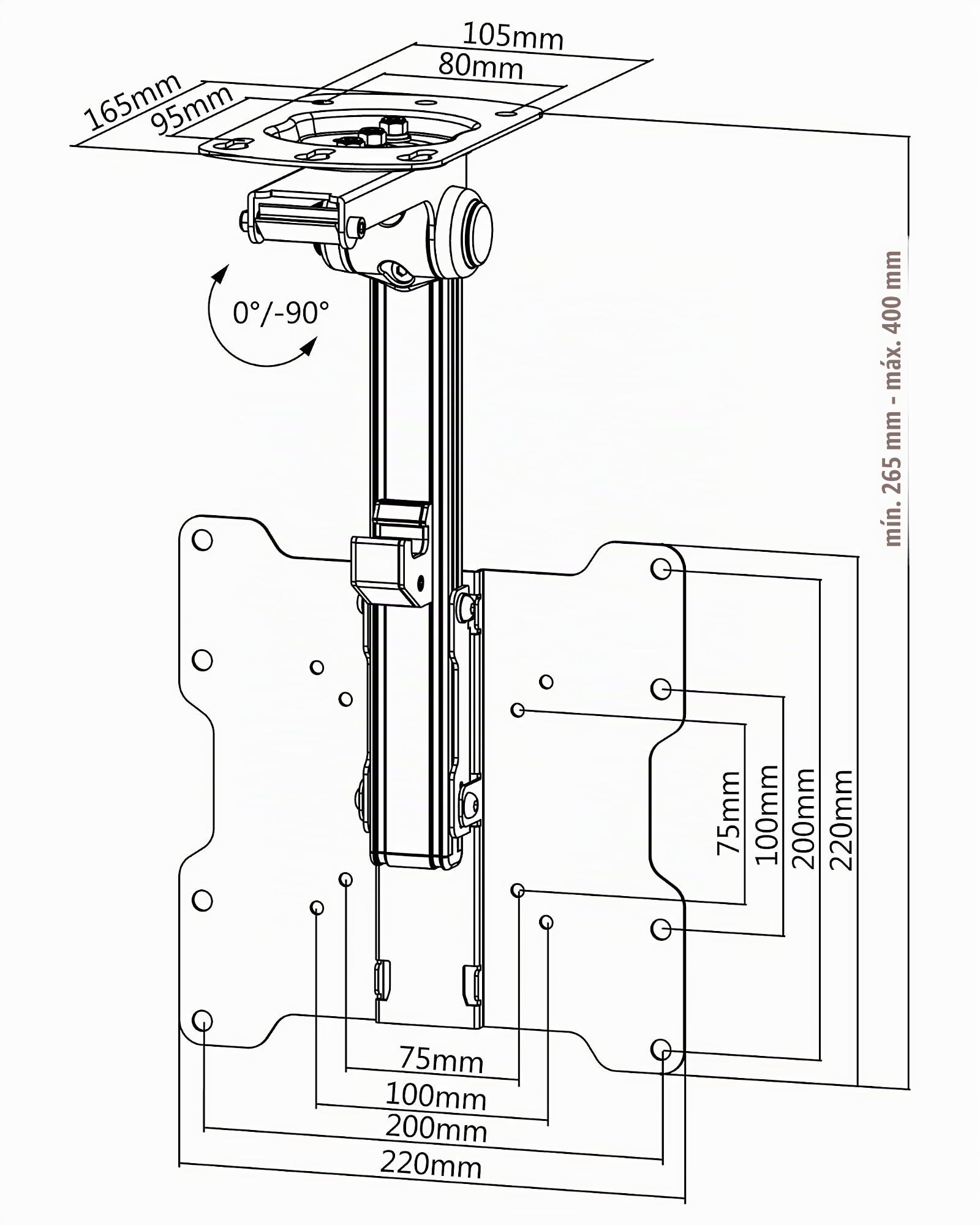 SCHWAIGER LWHD3720 513 Soporte de Techo para TV para Pantallas de 17-37 Pulgadas Techo Inclinado Techo de Pared Plegable Giratorio máx. 20kg