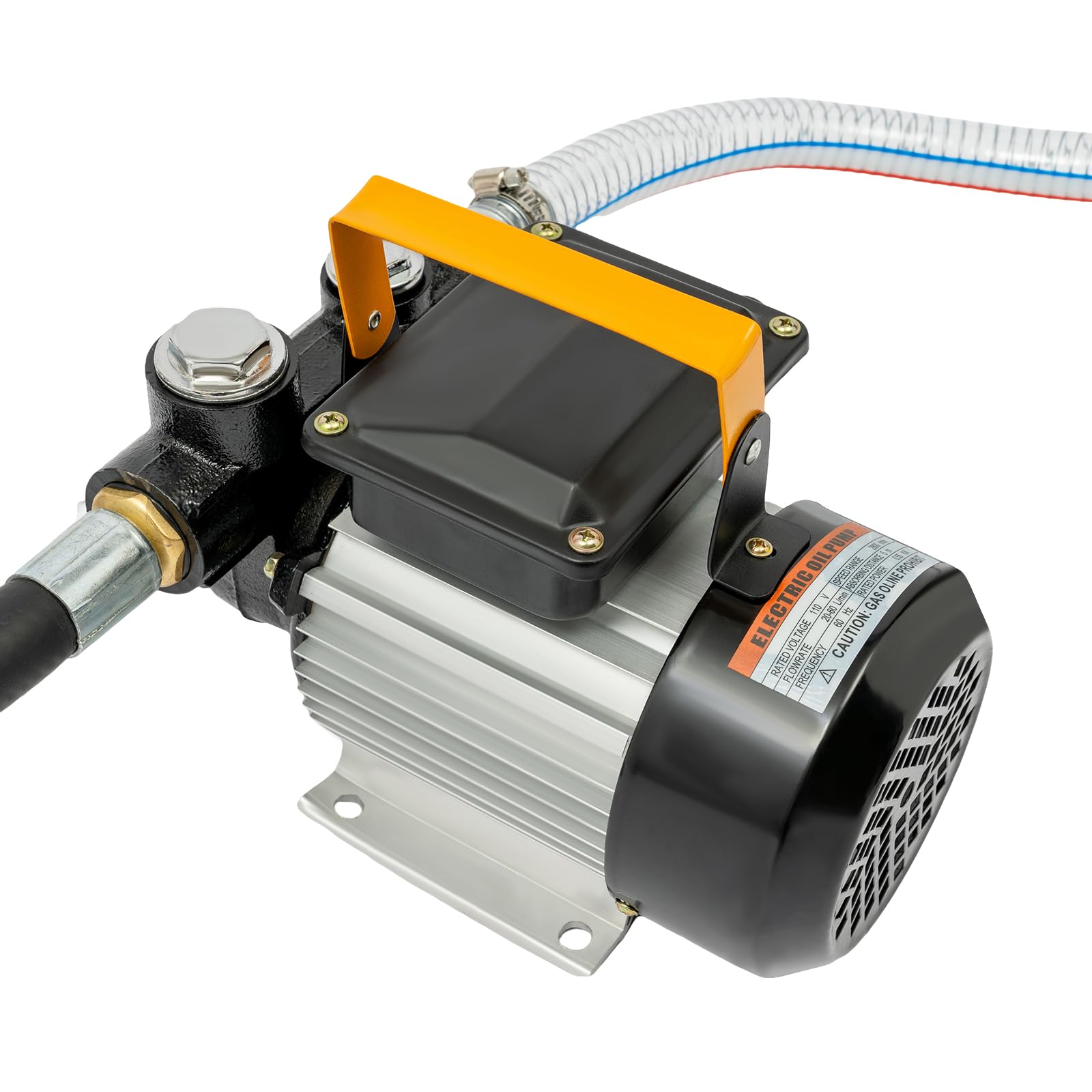 Self Priming 110v Ac 16GPM Oil Transfer Pump, Fuel Diesel Kerosene Biodiesel Pump with Nozzle, 2M Oil Inlet Hose and 4M Oil Outlet Hose