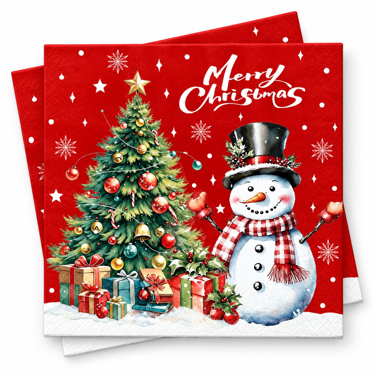 40 Pcs Christmas Paper Napkins Snowman Christmas Tree Serviettes 33cm