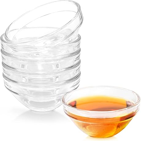 6 Pack Glass Small Prep Bowls, 2.5oz Glass Pinch Bowls for Spices, Sauces, and Toppings