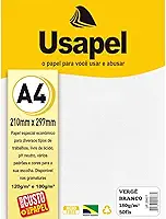Papel A4 Verge Usapel Branco 180g. - Caixa com 50, Filiperson, 25027, Branca