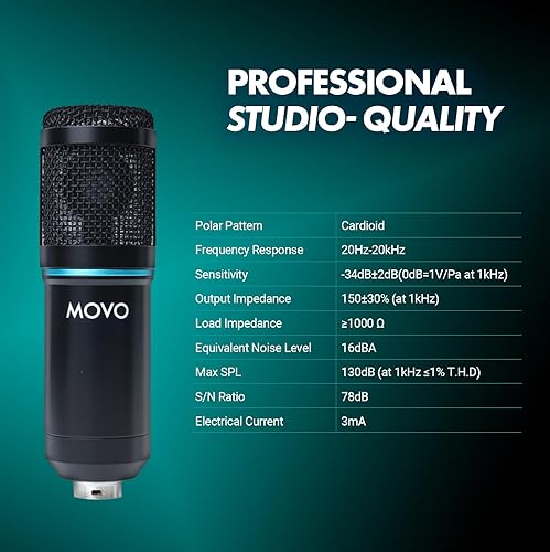 Miniatura 3 de Movo PodPak - Paquete de equipo de podcast con micrófono condensador XLR, brazo articulado de tijera y filtro pop, micrófono XLR para podcasting,
