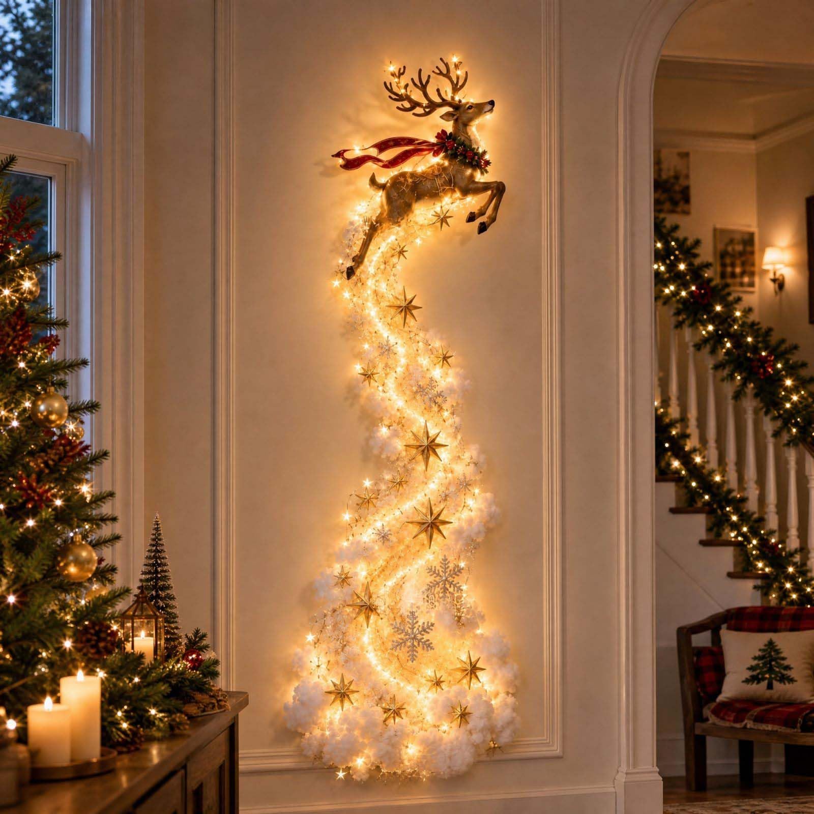 Christmas Magic Trail Wall Light, LED Cascading Holiday Decor (A#)