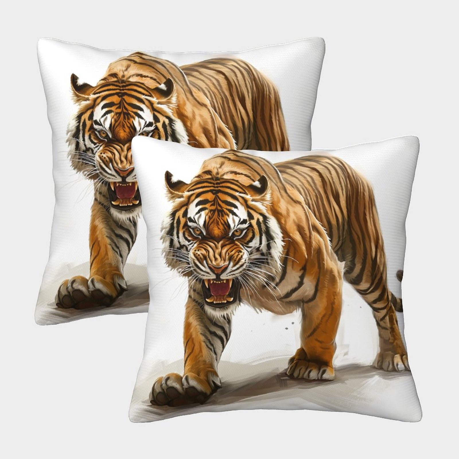 HLXZMCVBT Tiger Velvet Originality Throw Pillow Outdoor Decor Set of 2 for 50x50cm