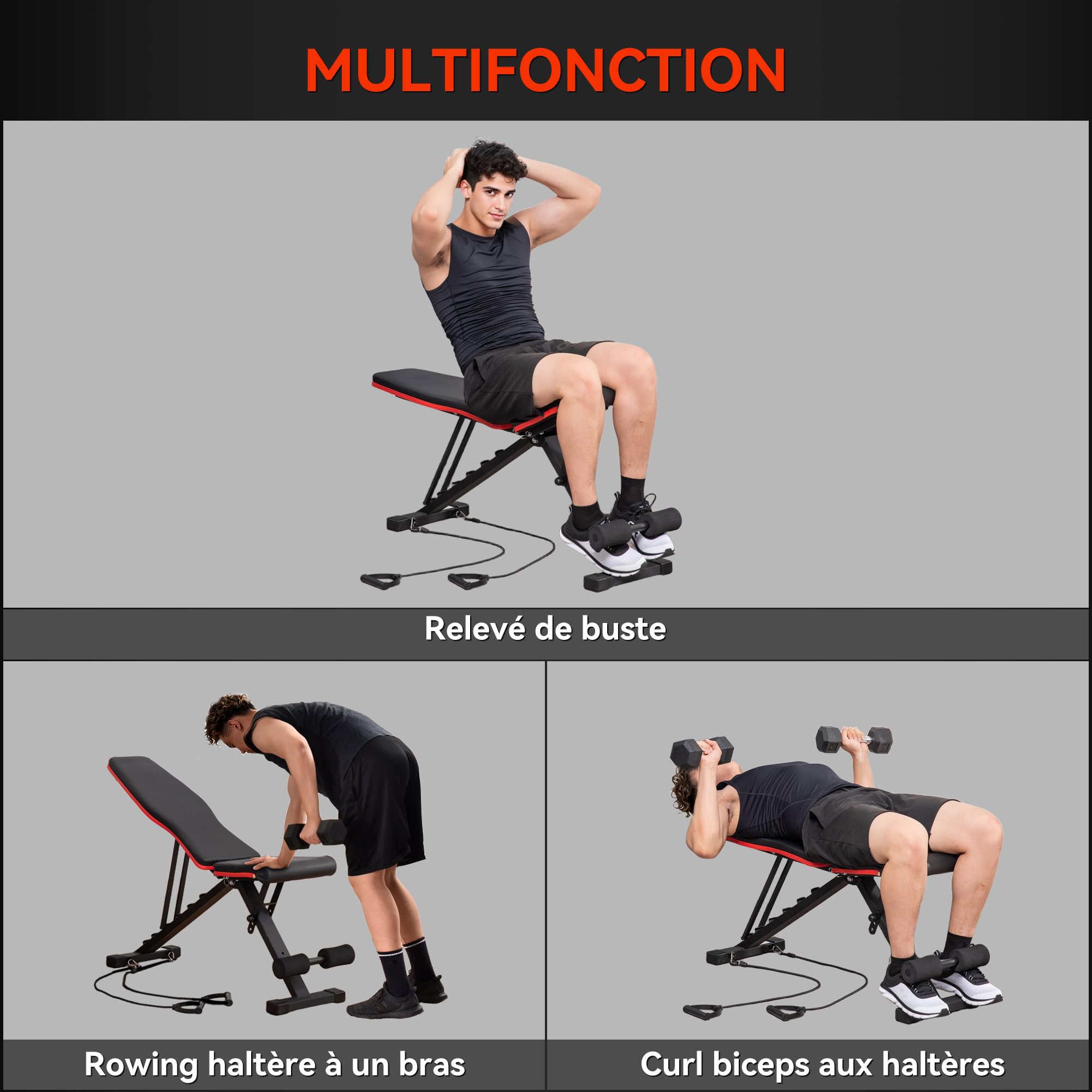 SPORTNOW Station à Poulie Murales 15 Positions + Banc de Musculation Pliable, Ensemble Gym Complet pour Haut du Corps et Abdos, avec Coussin Rembourré, 62x60x200cm, Noir