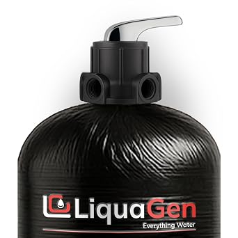 LiquaGen Calcite pH Neutralizer Well Water Filter System Manual Backwashing Whole House Unit for Acidic Water 6.06.5 pH, Corrosion Protection, Plumbing Safety & Natural pH Adjustment 10 GPM