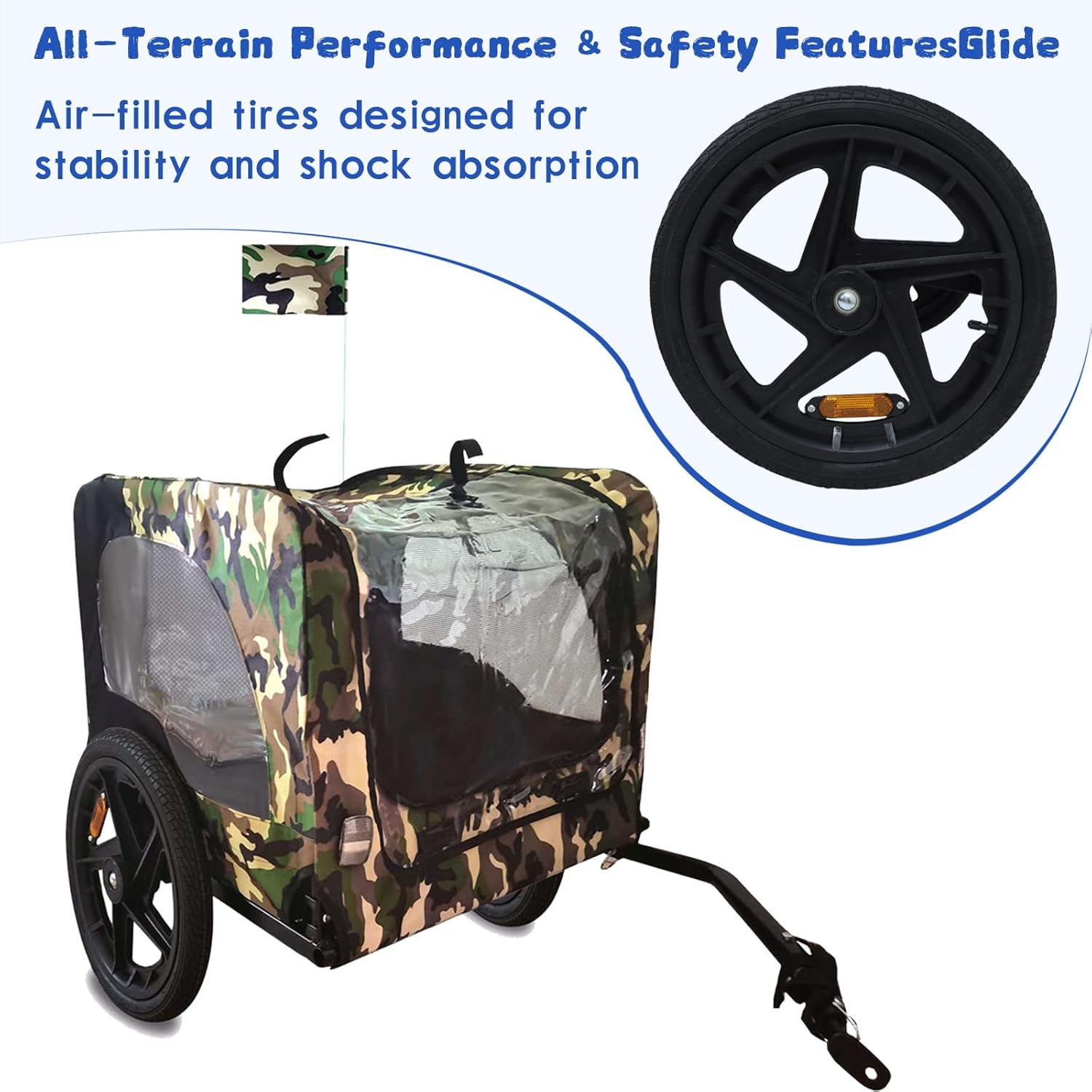 Bike Trailer for Dogs, Foldable Bike Dog Trailer with 16 Inch Wheels and Leash for Outdoor Travel