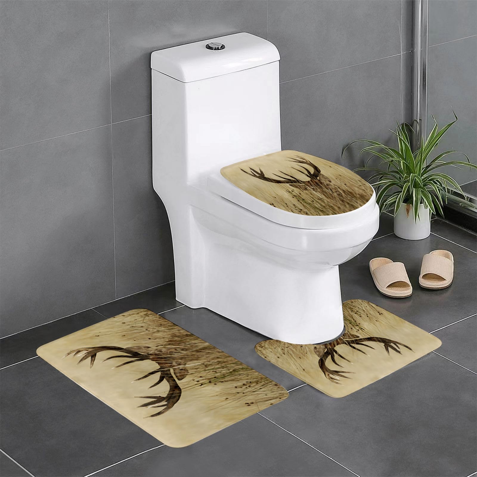 Set di 3 tappetini da Bagno, Lavabili in Lavatrice e Antiscivolo, in Morbida Fibra Superfine.