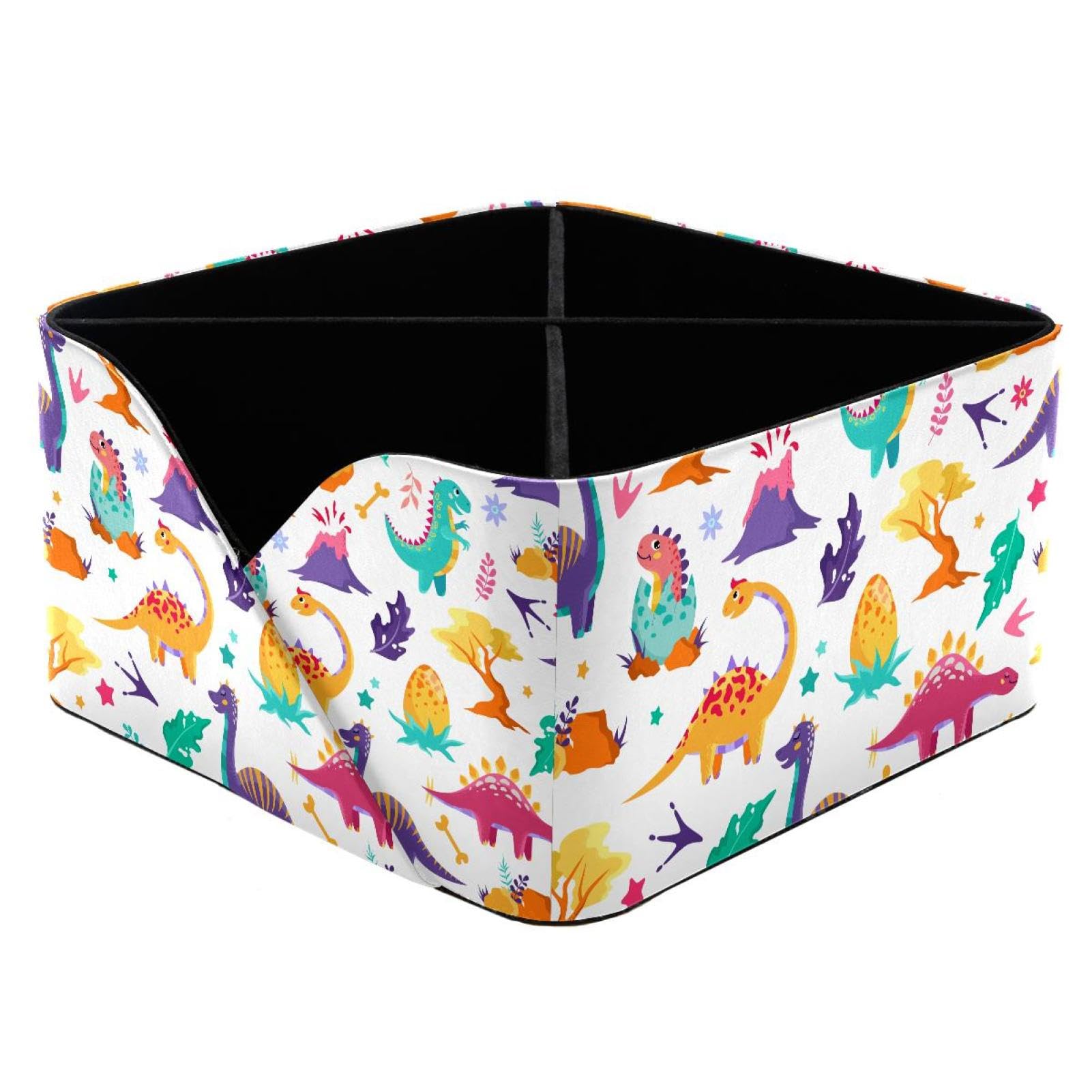 KengjuTesu Cute Dinosaurs Volcanoes Desktop Organizer Pen Holder, Rectangular Pencil Cup for Office, Study and Makeup Stations