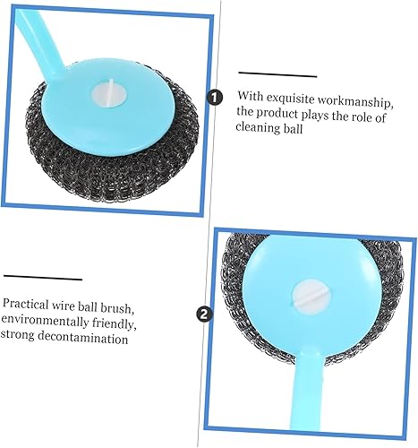 Miniatura 5 de OSALADI 2 juegos de esponjas de limpieza de cepillo de bola de acero inoxidable para ollas y sartenes, limpiador de platos de malla para ollas,