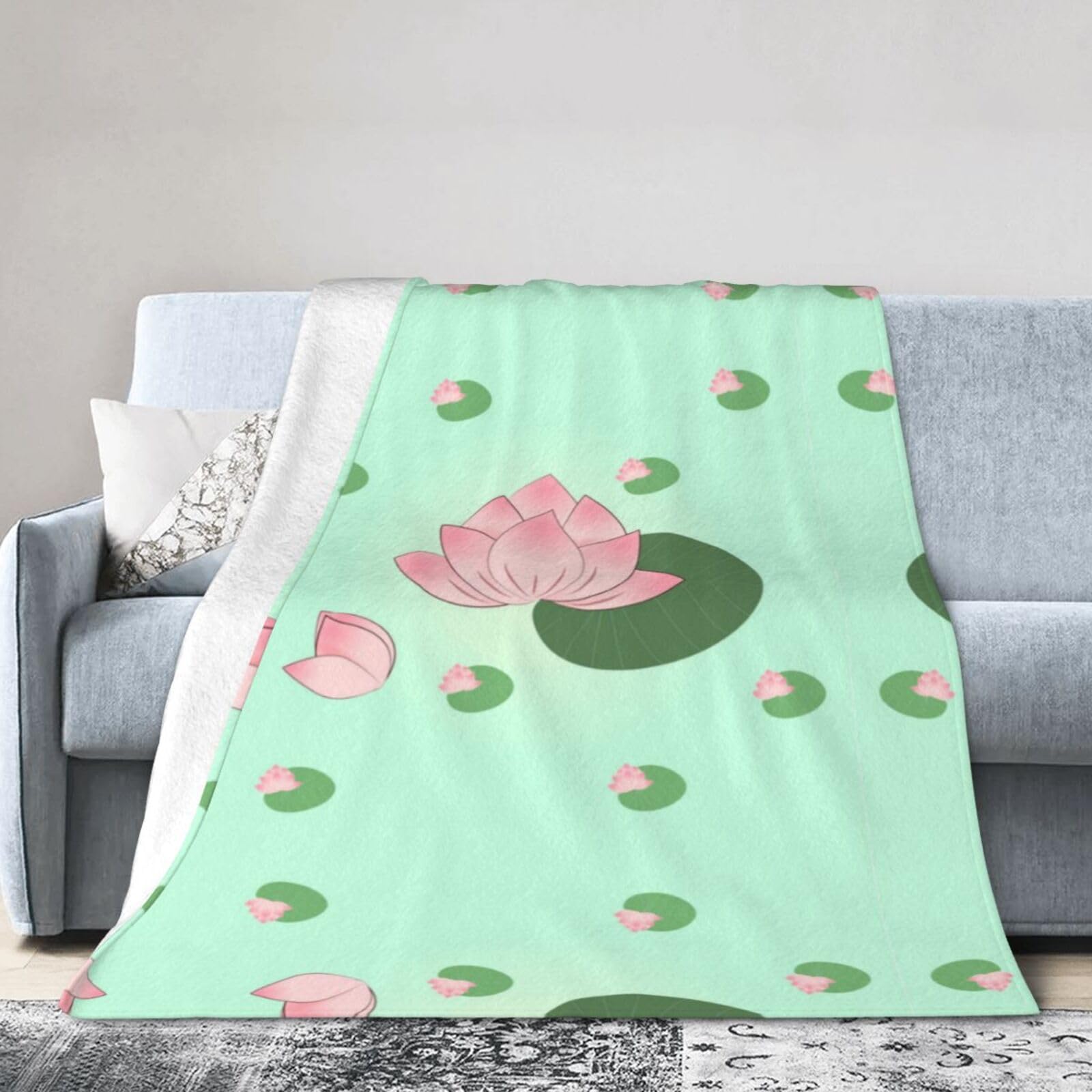 Lotus Flowers Waiting to Bloom 60"x50" Fleece Blanket, Full Size, Super Soft, Suitable for Bed, Sofa, Camping, All Seasons
