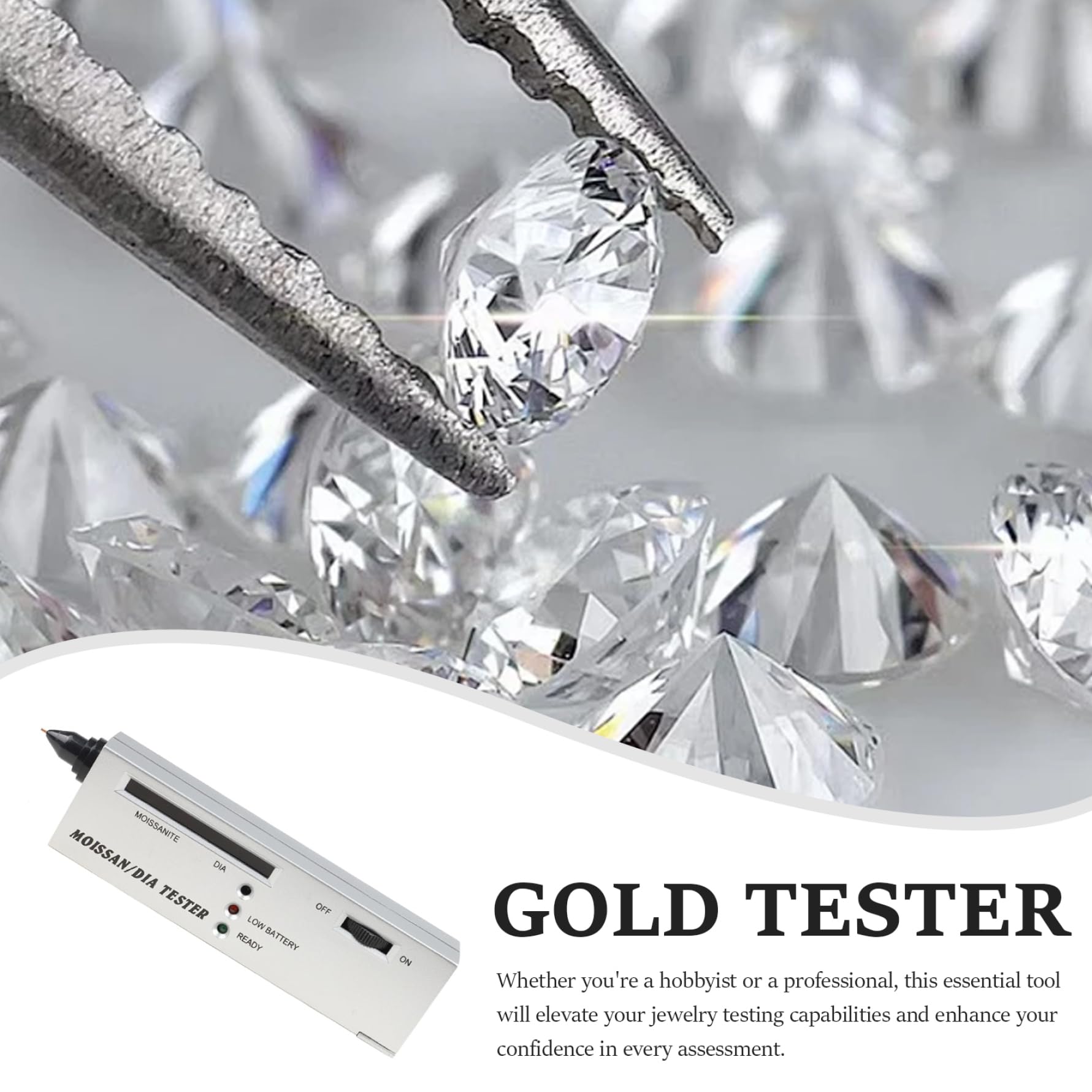 Tester d'oro, selettore di diamanti ad alta precisione portatile, dispositivo elettronico d'oro professionale per principianti ed esperti