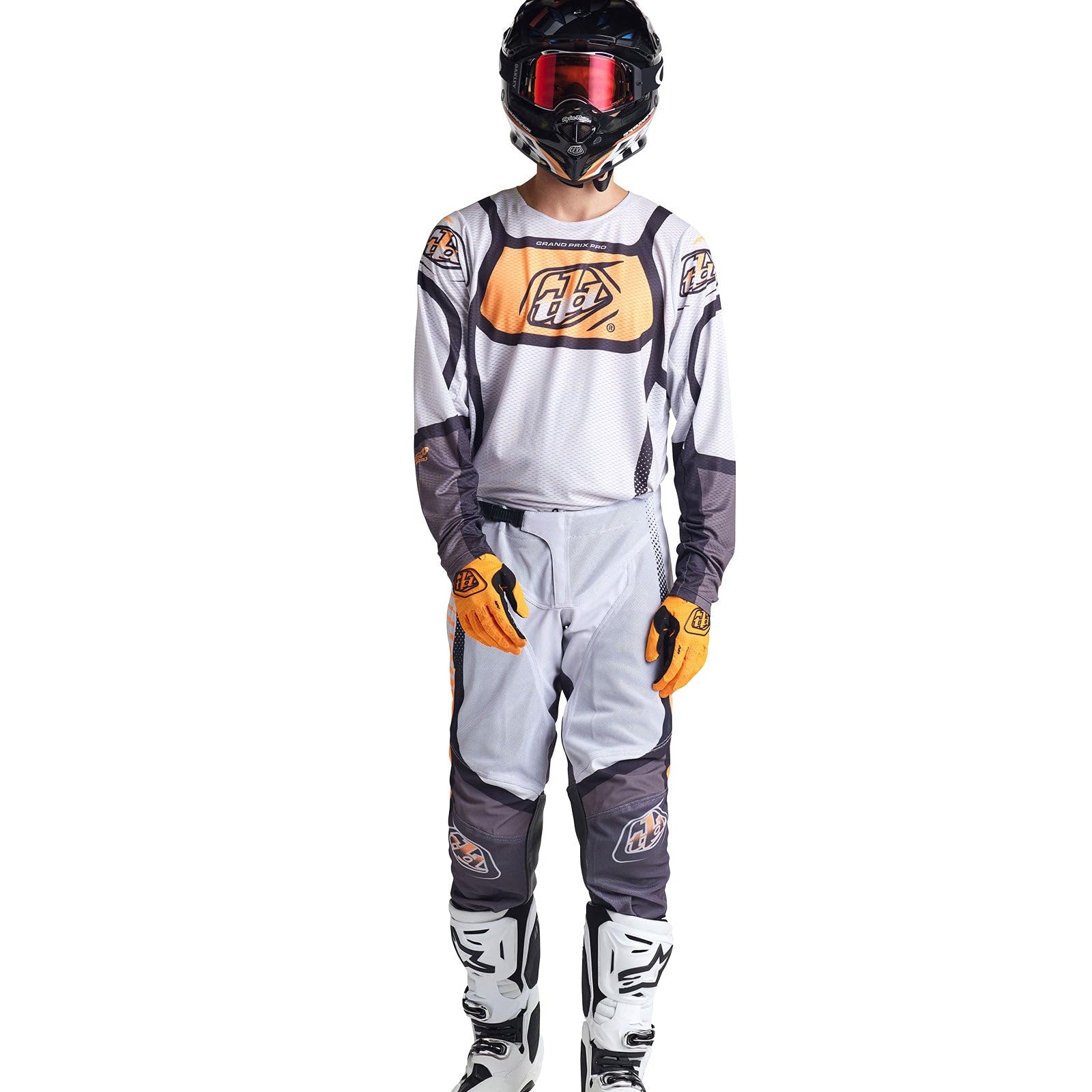Troy Lee Designs GP Pro Air Adult Moto Jersey, Bands Gray/Neo Orange, Large