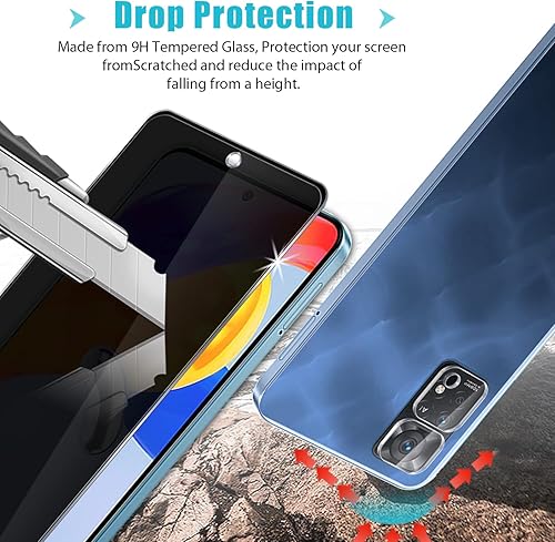 Miniatura 7 de Zeking 2+2 Paquete para Xiaomi Redmi Note 11 Pro 5G Protector de pantalla de vidrio templado de privacidad (paquete de 2) + protector de lente de
