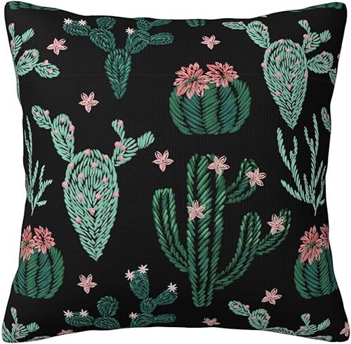 Snapmade Lindas fundas de almohada de cactus de 18 x 18 pulgadas, fundas de almohada de plantas verdes, fundas de almohada decorativas de granja,