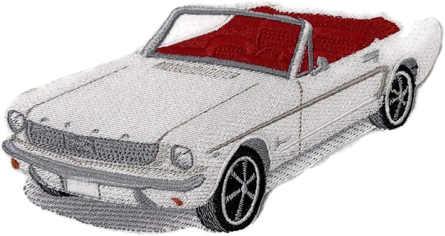Classic Cars Collection [1964 Ford Mustang] [American Automobile History in Embroidery] Embroidered Iron On/Sew Patch [6.5" x 3.5"] Made in USA