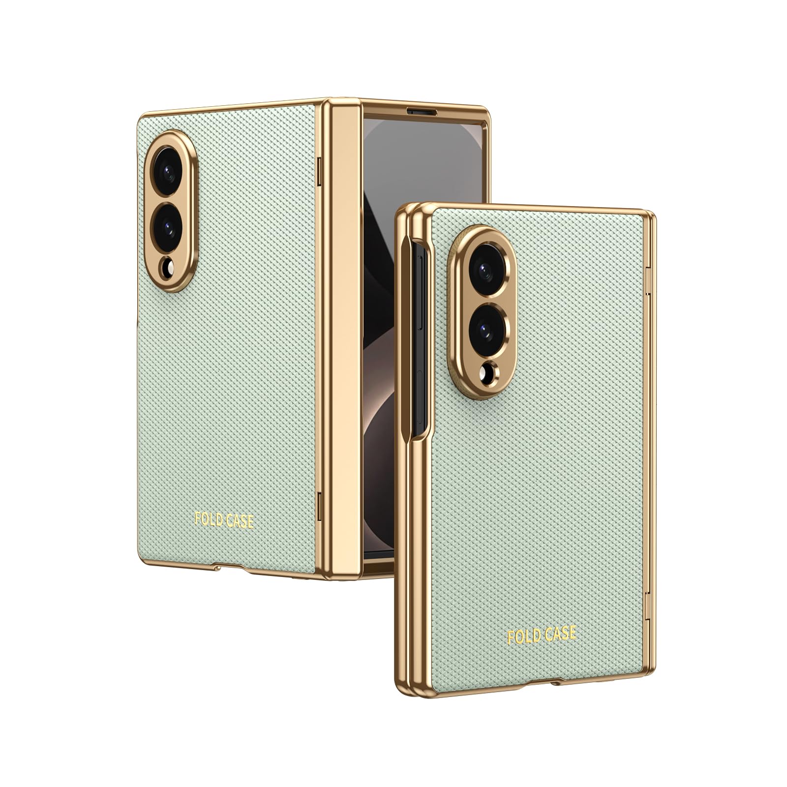 Sivnhu サムスン Galaxy Z Fold 8用 ケース スクリーンプロテクター&ヒンジカバー内蔵、ハードPCバックプレート付き ホンズトゥースプレーン、スリムな落下防止保護カバー（ライトシアン）