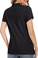 Vista 2 de MAGCOMSEN Women's Cotton Polo Shirts 3 Button Short Sleeve Cool Shirt Casual Work Collared Shirts