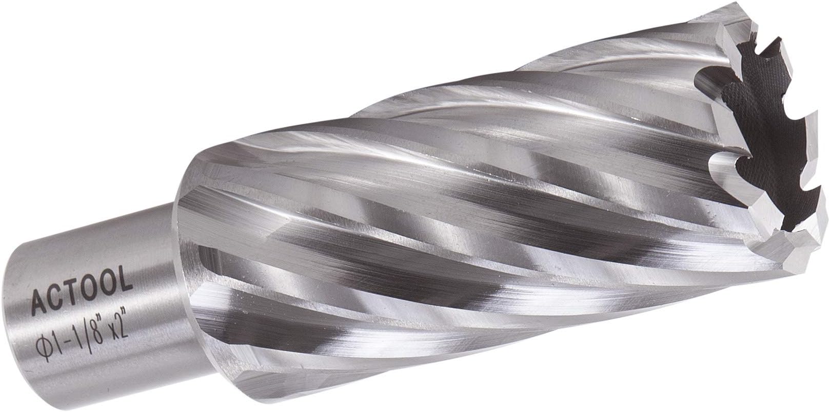 ACTOOL1-1/8" Diameter × 2" Depth of Cut HSS ANNULAR Cutter with 3/4'' Weldon Shank