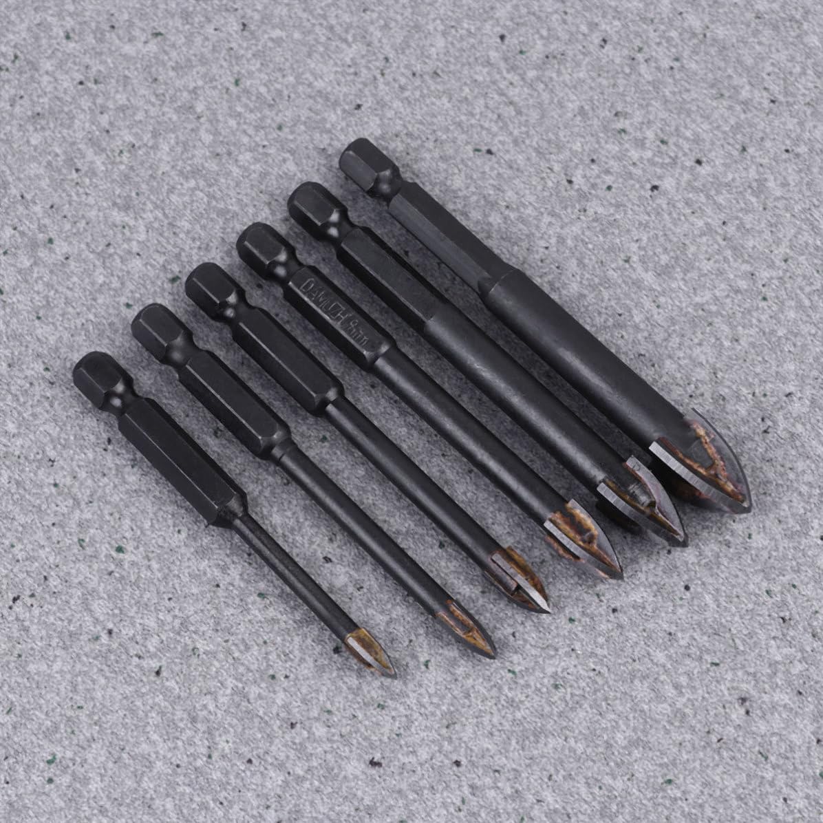 6pcs Multi Function Triangular Drill Bit Set, 6 Sizes Alloy Black