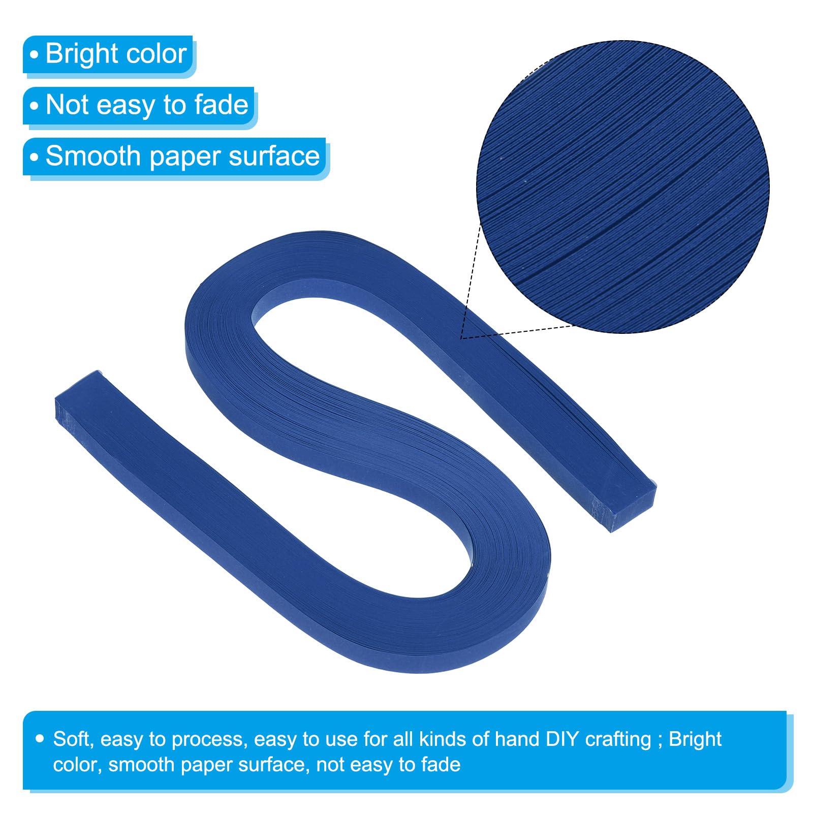 PATIKIL 360pcs Quilling Paper Strips, 3/8" (10mm) x 21" (54cm), Navy Blue, Smooth Surface, DIY Craft Kit - Image 3