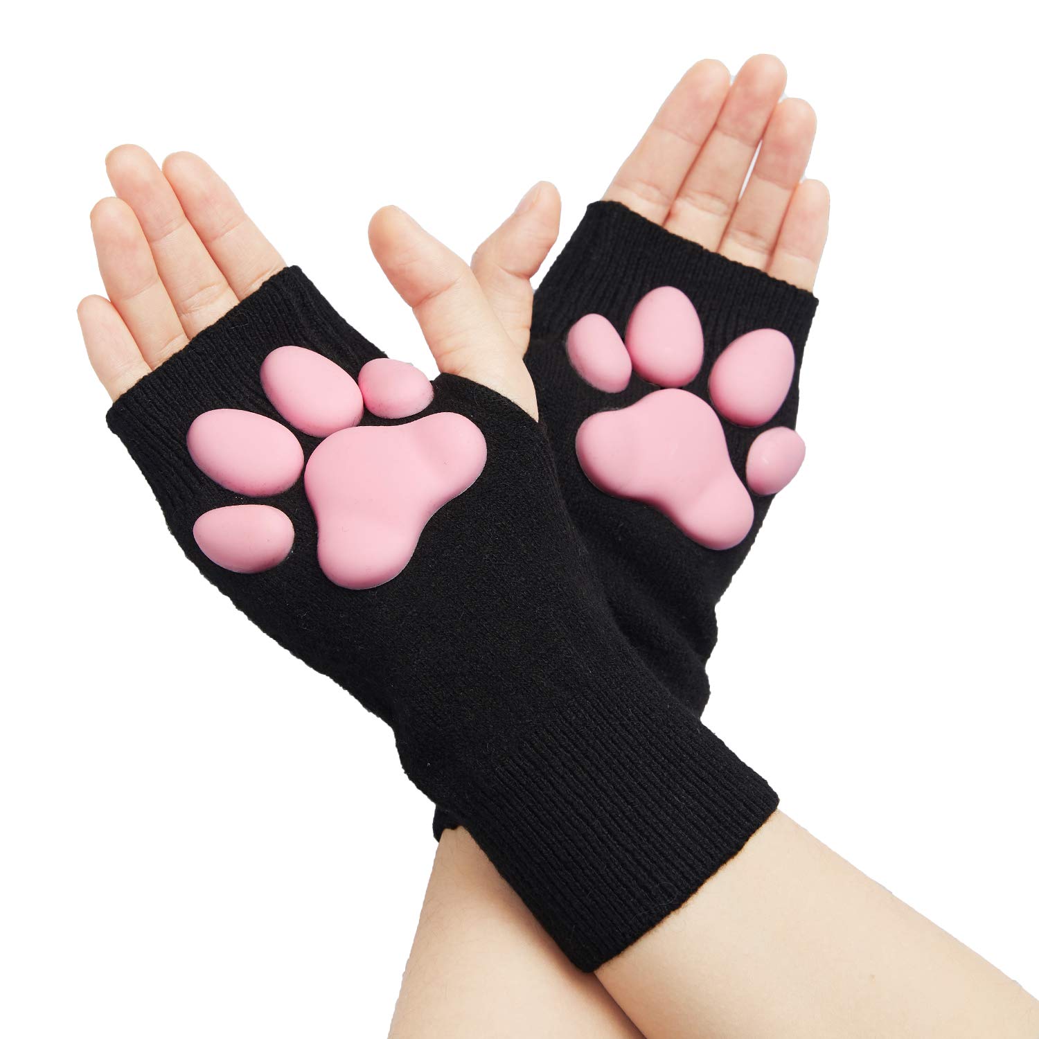 Cat Paw Gloves Mittens with Cat Ears Mask Cute Cat Paw Toe Beans Socks for Women Girls Halloween Cat Cosplay