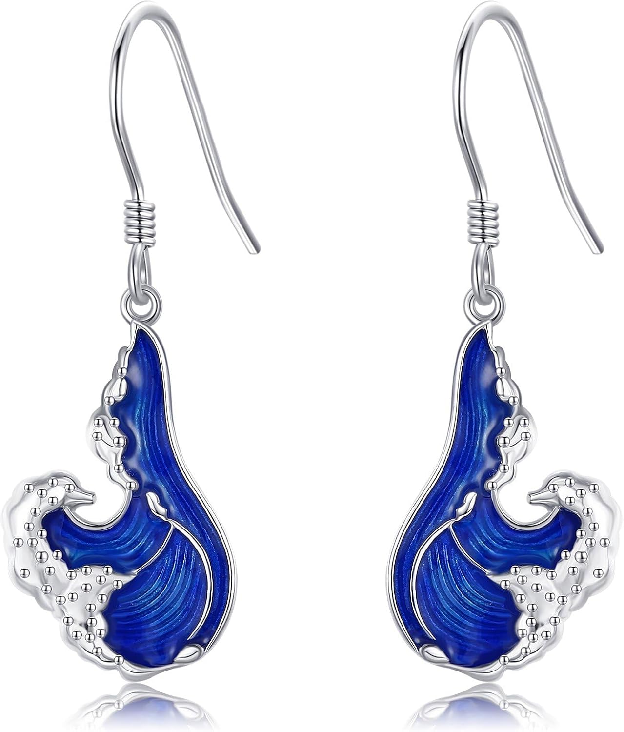 Wave Earrings Sterling Silver Ocean Earrings Wave Dangle Drop Beach Jewelry Ocean Gifts for Women