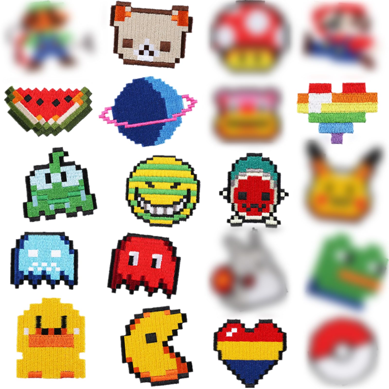 BDSHUNBF 20 Pcs Iron on Patches, Cute Sewing Applique, Colorful Applique Patches Stickers, Cartoon Character Patch for Kids Adults Jackets, Hats, Backpacks, Jeans, DIY Accessories