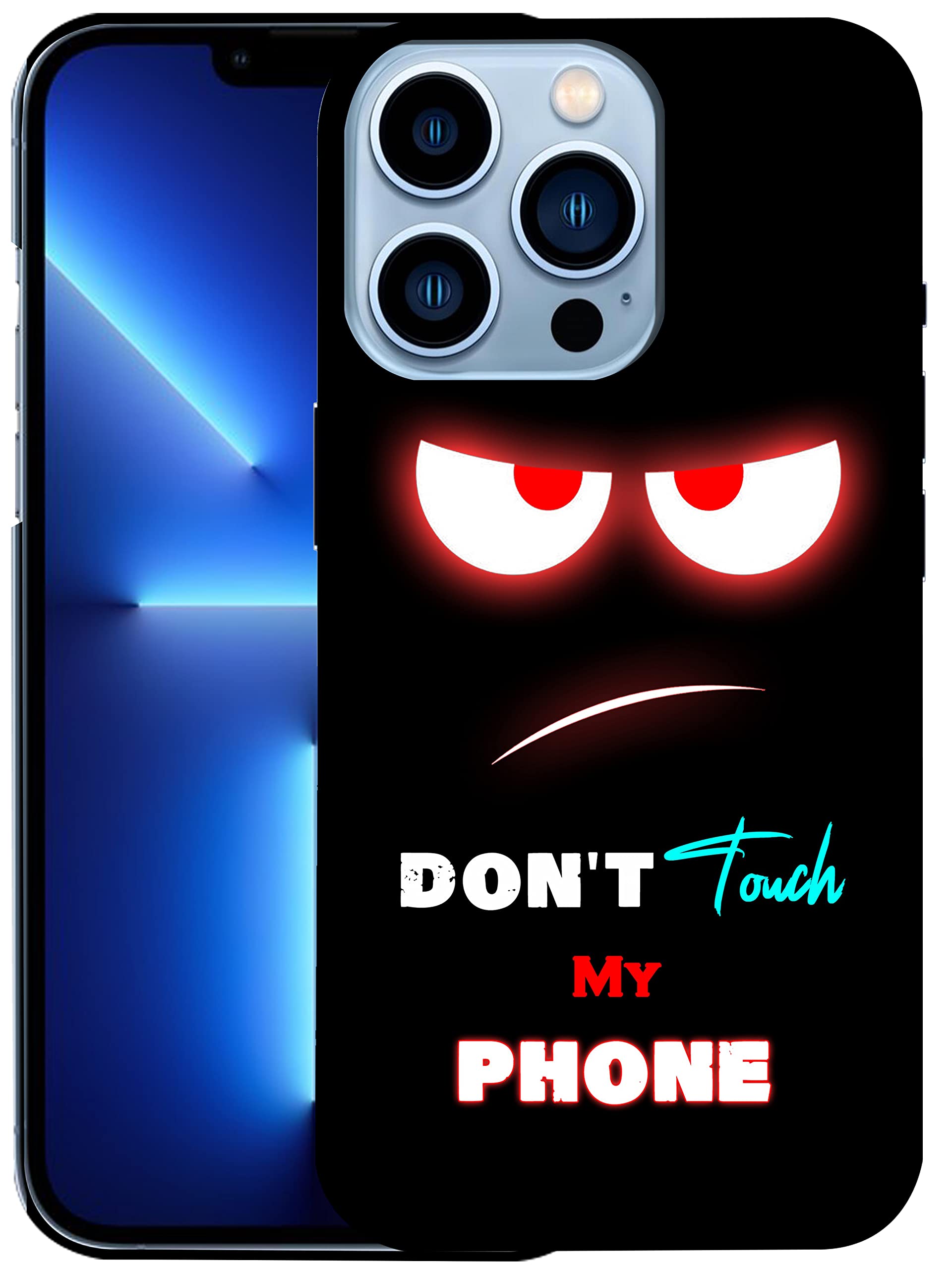 Glisten - iPhone 13 Pro Max Case - Don't Touch My Phone Design Printed Slim, Cute Plastic Hard Snap on Protective Designer Back Phone Case/Cover for iPhone 13 Pro Max. [6.7 inch ], White