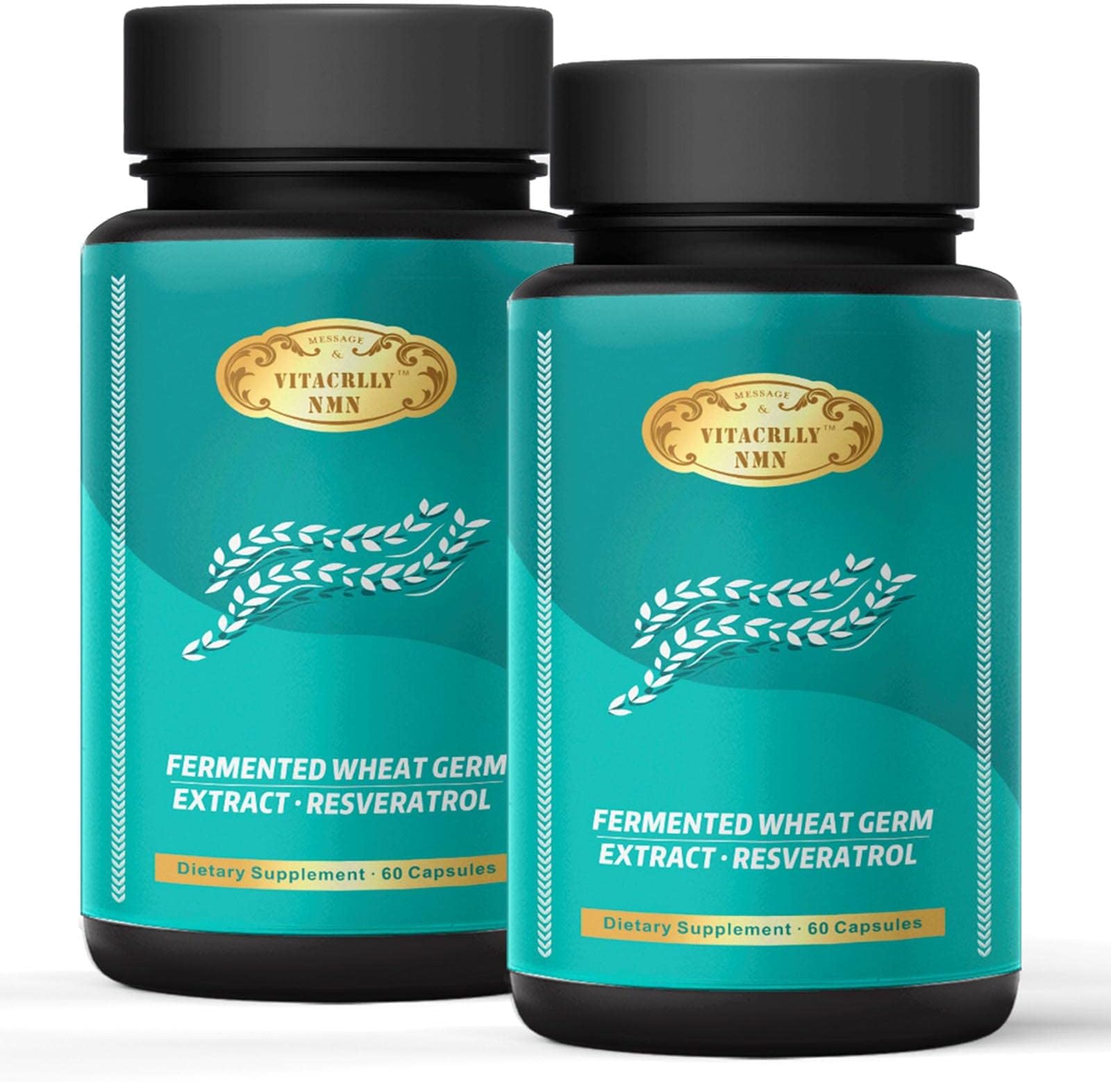 Spermidine Supplement Fermented Wheat Germ Extract·Resveratrol- 1100MG Potent Formula Powerful Antioxidant & Spermidine Content for Heart Health, Anti Aging and Immune System (Pack of 2)