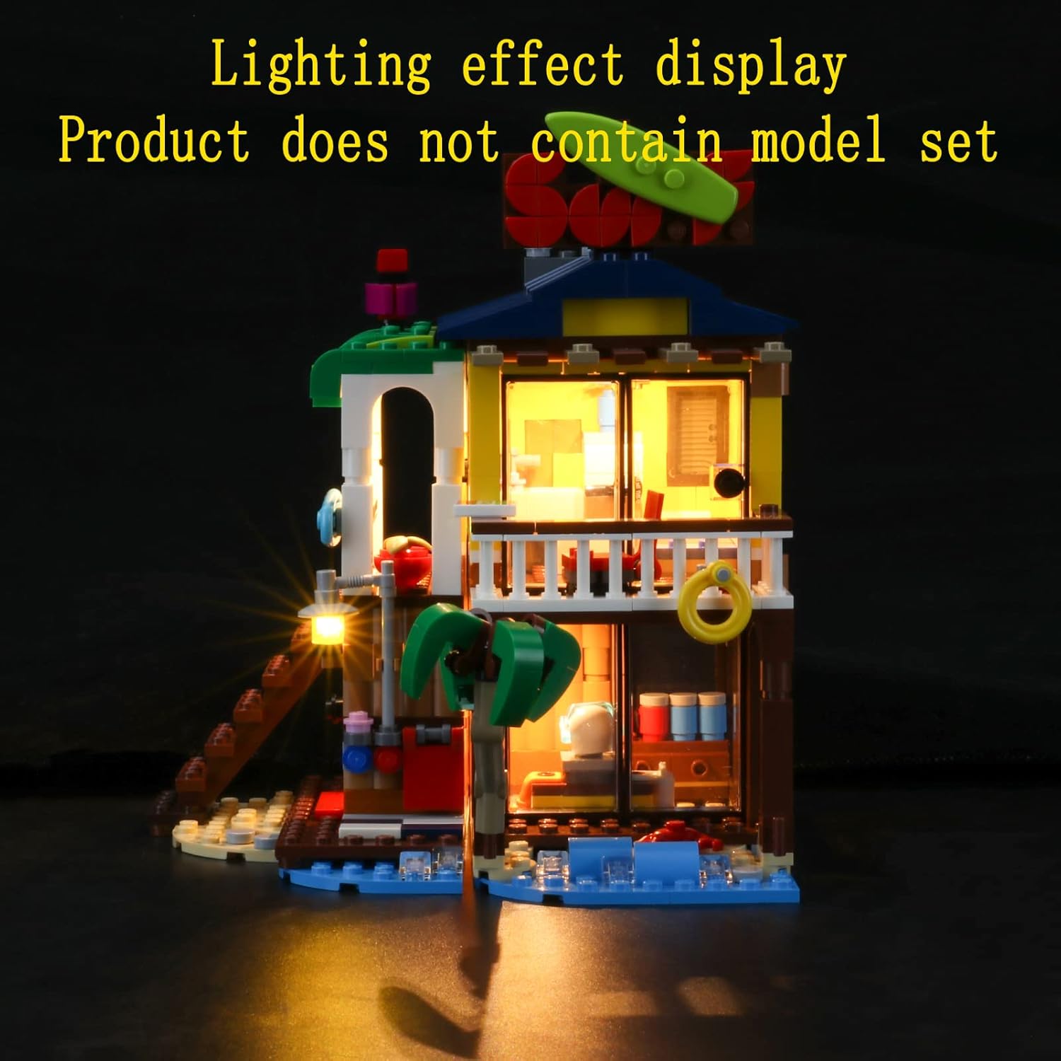 GEAMENT LED Light Kit Compatible with Lego Surfer Beach House - Lighting Set for Creator 31118 Building Model (Model Set Not Included)