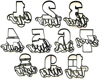 NUMBERS WITH WORDS 1 ONE THROUGH 10 TEN DETAILED NUMBERS SET OF 10 COOKIE CUTTERS MADE IN USA PR1157