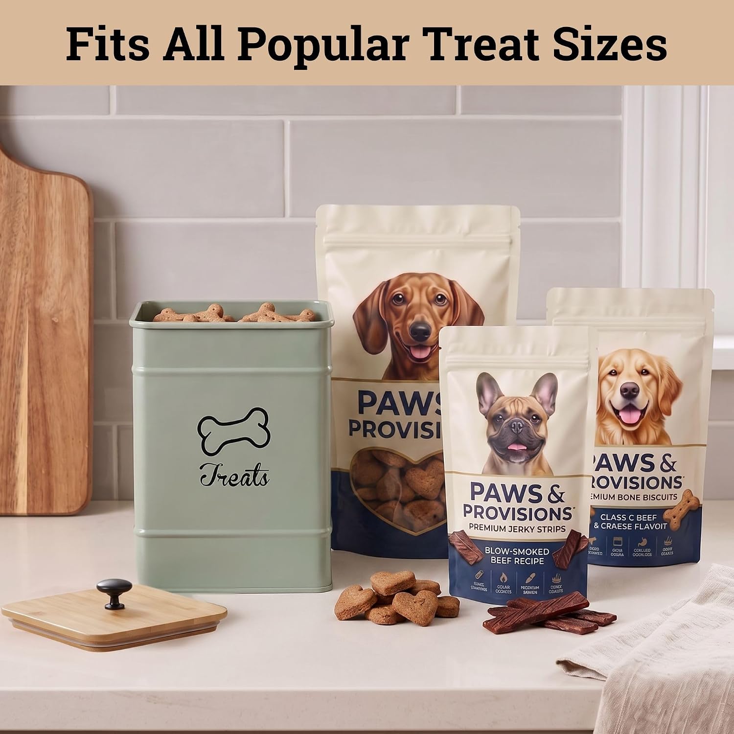 Dog Treat Container with Airtight Bamboo Lid, 5"W x 7"H, 7 Cup Capacity image 4
