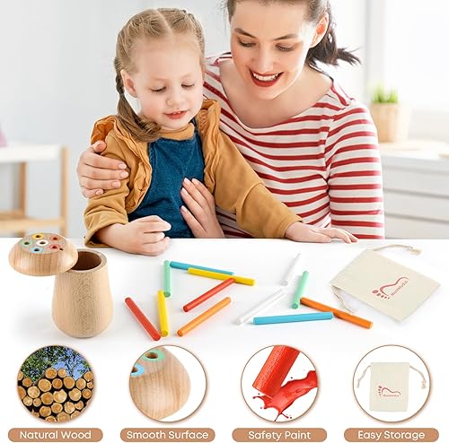 Miniatura 5 de Monteludus Montessori Sticks - Juguete para niños pequeños, habilidad motora fina para niños de 1 a 3 años, bonito juguete de madera con aspecto de