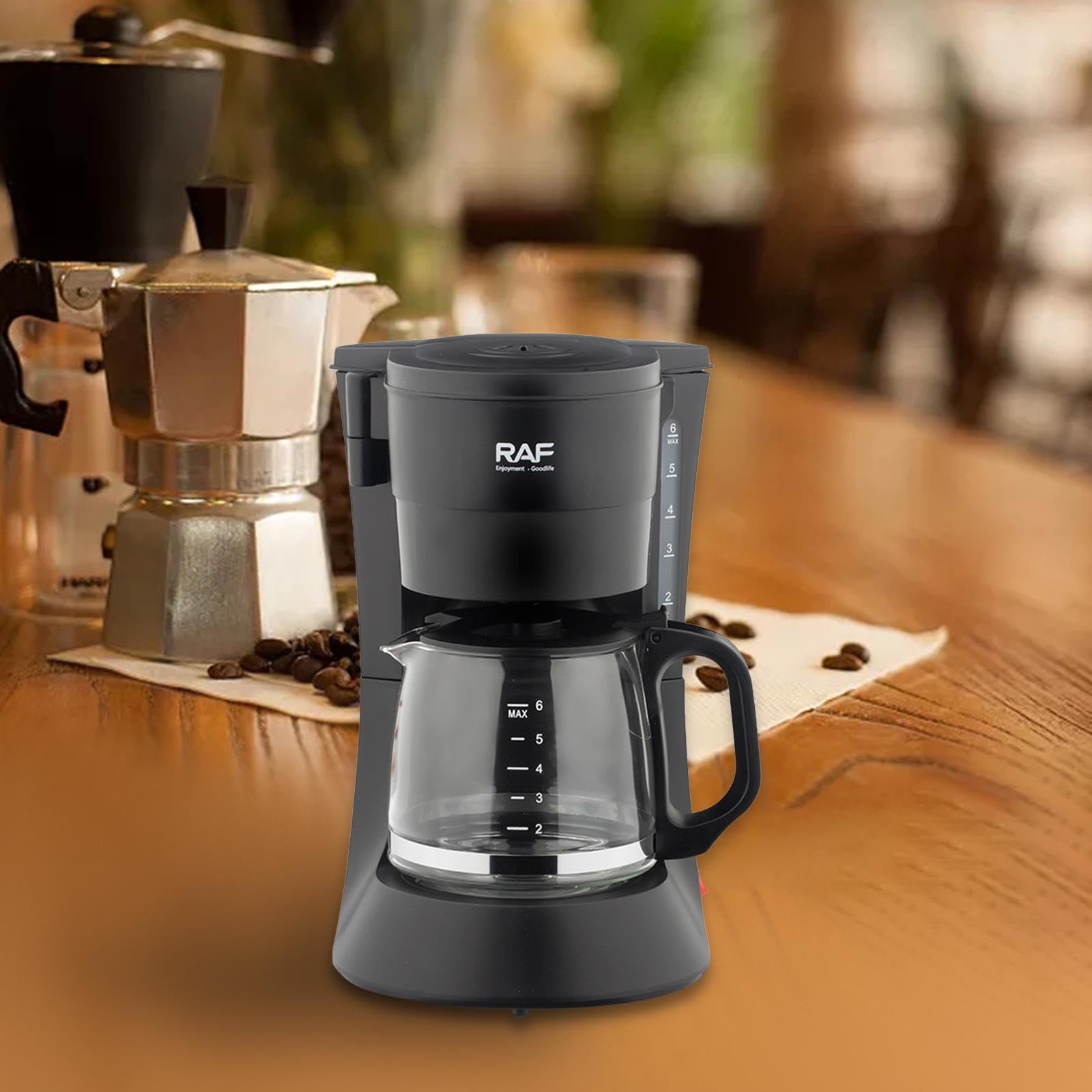 Cafetera Por Goteo con Adaptador Europeo, Indicador de Nivel de Agua Reutilizable, Máquina de Café con Filtro de Semiautomático para Ca