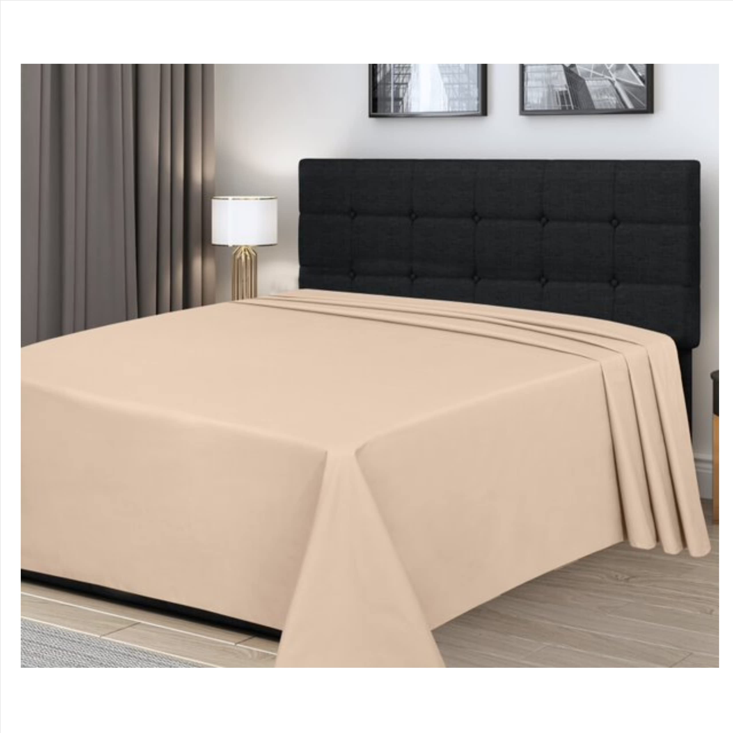 300 Thread count-100% Egyptian cotton-Beige Flat Sheet-Breathable-Hotel Quality Luxury bedding and linen- Super Soft-Plain Dyed Only Flat Sheets- Super King bed sheets W275cm xL310cm