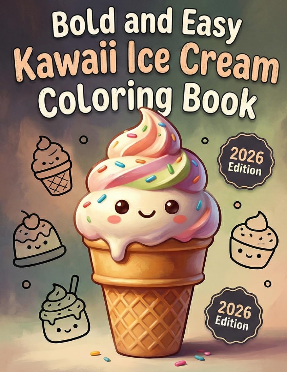 Bold and Easy Kawaii Ice Cream Coloring Book: Simple and Sweet Frozen Treats for Kids, Teens, and Gen Z | Minimalist Aesthetic Designs with Thick Lines for Relaxation and Fun